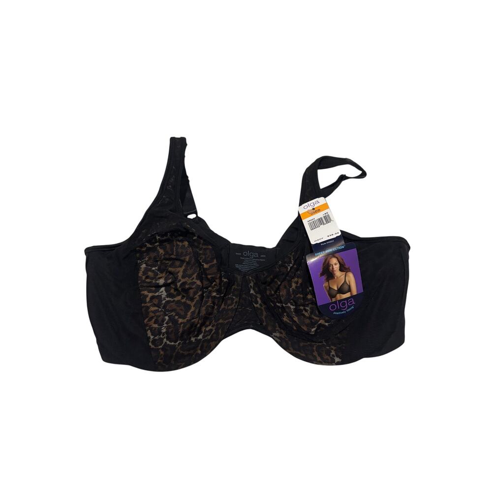 Olga 38DD sheer perfection underwire black bra adjustable straps nwt perfect